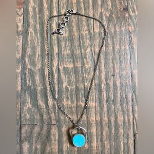 Lucky Brand Reversible Silver Turquoise Necklace: Pre-Owned